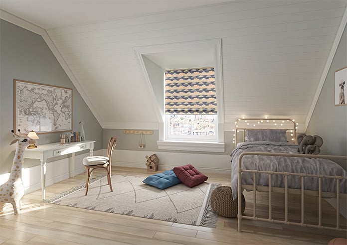 Cloudy Cosmos, Twinkle Grey - Motorised Roman Blind - Image 6